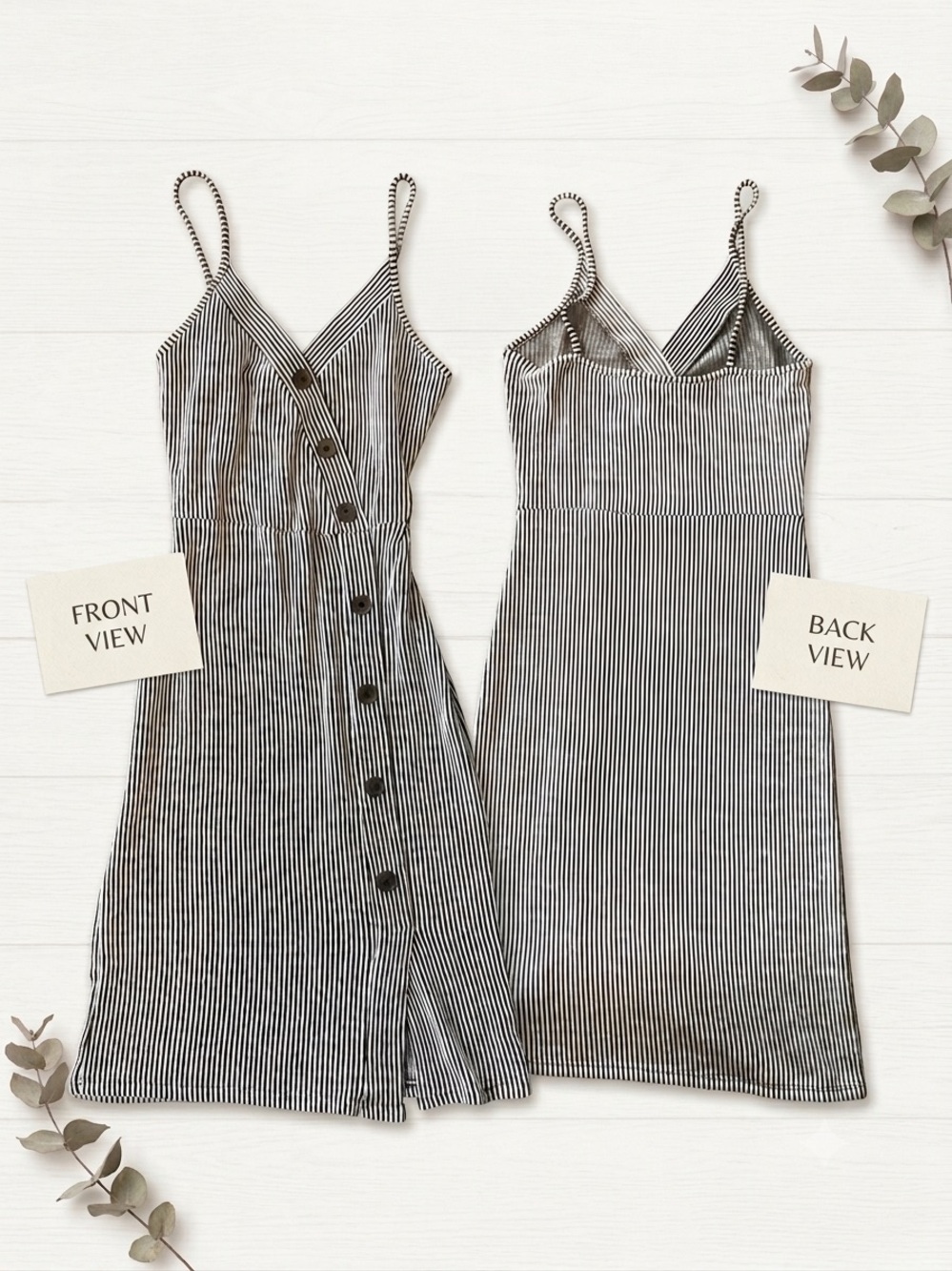 Caution To The Wind Dress | Striped Ribbed V-Neck | Size Medium (2-4)